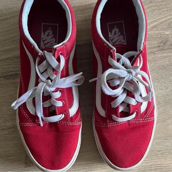 Red and White Vans Sneakers - Picture 3 of 3